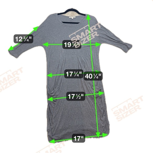 Joan Vass Pullover Long Sleeve Gray Sheath Dress W/Faux Pockets - Picture 6 of 7